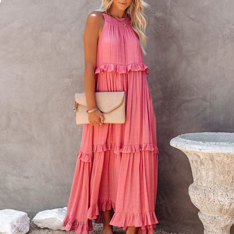 Summer Dress Irregular Asymmetric Tiered Dress Sleeveless Long Floor Length Dress Holiday Dress Women