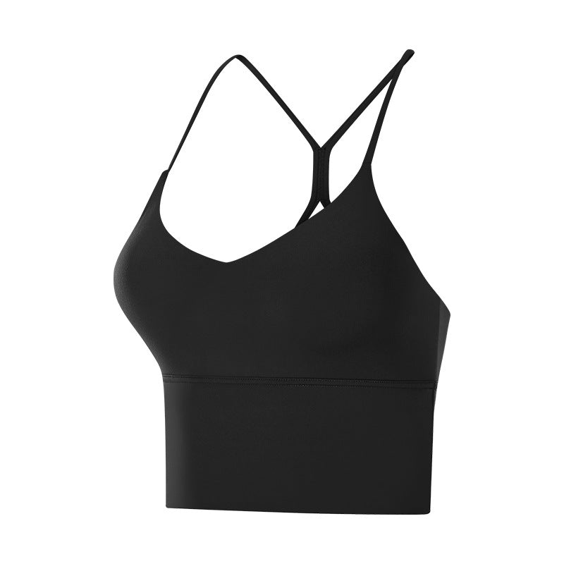 Ropa interior deportiva larga que combina con todo para mujer, Sujetador deportivo con tirantes finos cruzados y moldeador de espalda, a prueba de golpes, Push up, primavera y verano