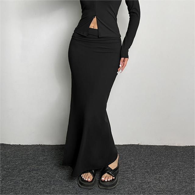 Frühling Sommer Casual Damen Kleidung Einfarbig Schlank Split Low Waist Rock Reißverschluss Kapuzenoberteil Zweiteiliges Set