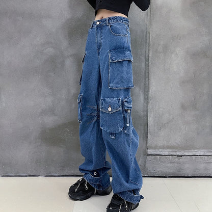 Multi Bag Wide Leg Jeans Herbst Winter Modische Cargohose Hip Hop Cool Series Hose