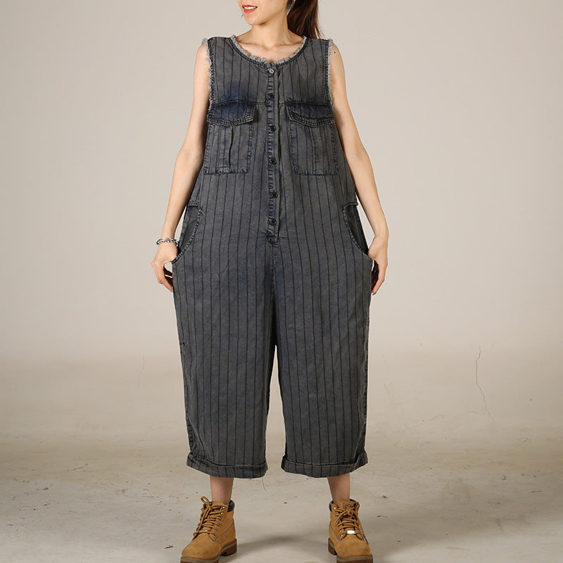 Lose Overall Persönlichkeit Wolle Quaste Hängenden Schritt Breite Bein Cropped Jeans