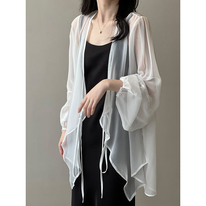 Light Chiffon Sun Protection Shirt Women Summer Loose Slimming Long Sleeves Sun Protection Top