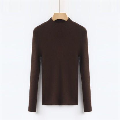 Solid Color Colorful Half Turtleneck Wool Base Shirt Sweater Women Slim Fit Slimming Long Sleeves Knitwear Top