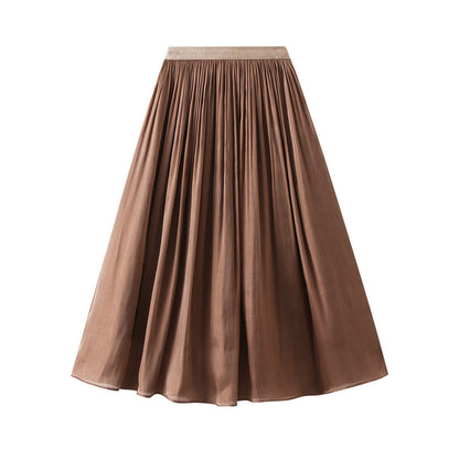 Mercerized Skirt Women Slim Fit Slimming Mid Length A line Skirt Elegant Summer Organza Skirt