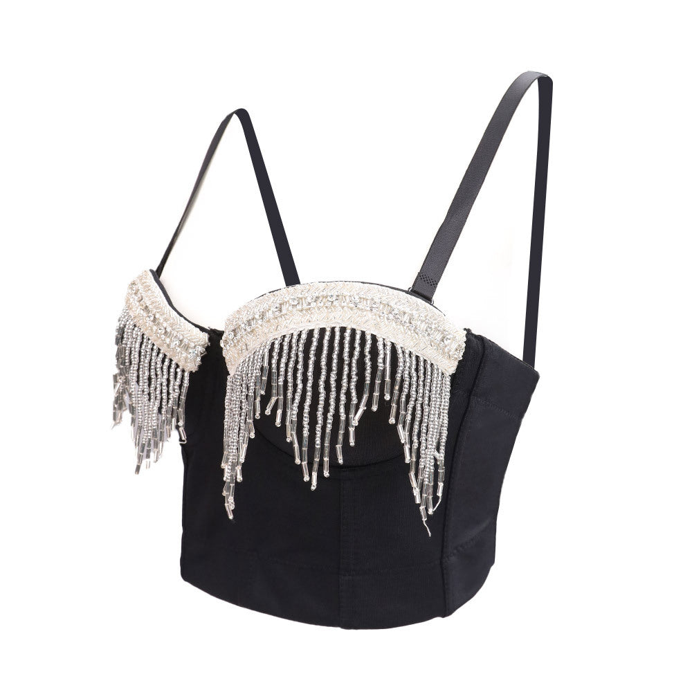 Tassel Hanging Beads Stage Boning Corset Corset Sling Sexy Bar Backpack Vest