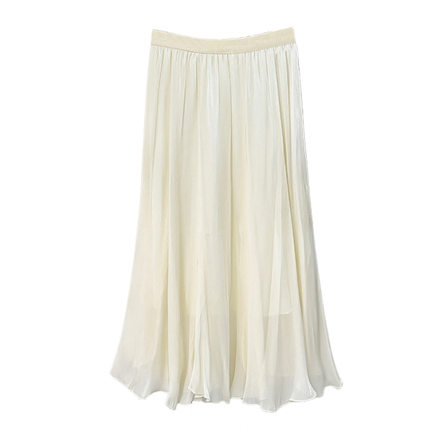 Chiffon Western Slimming Large Hem Umbrella Skirt Summer High Grade Streamer Tulle Skirt High Waist A line Skirt