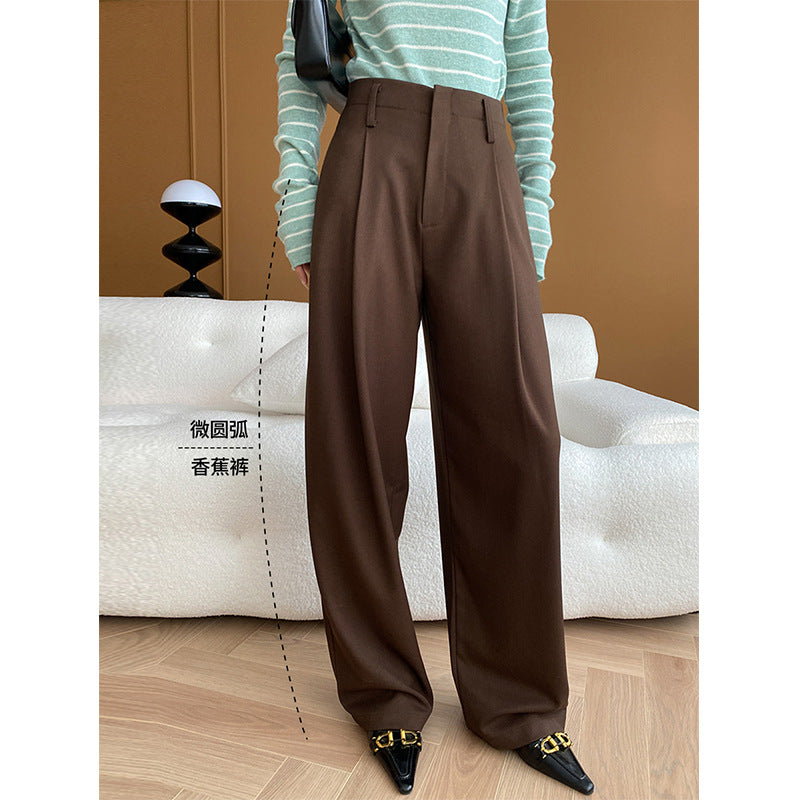 Sinan High End Old Qian French Wool Tencel Draping Effect Thickened Wide-Leg Mopping Work Pant