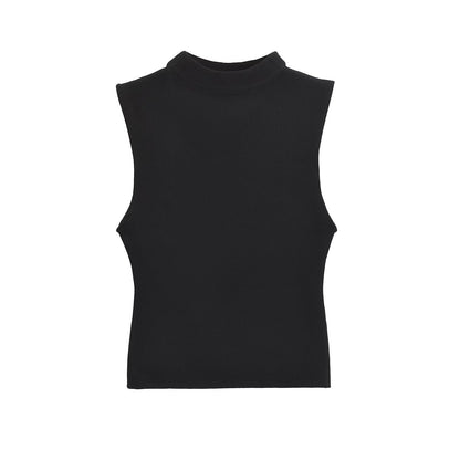 Women Slim Fit Slimming Short Half Turtleneck Sleeveless Top Vest