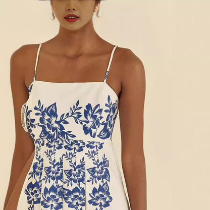 Vestido estampado simétrico étnico con tirantes primavera verano