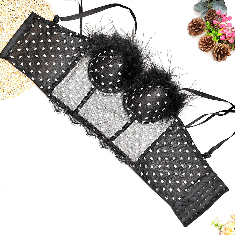 Vest Feather Corset Waist Short Breathable Strap Body Shaping Small Star Wrapped Chest Thin