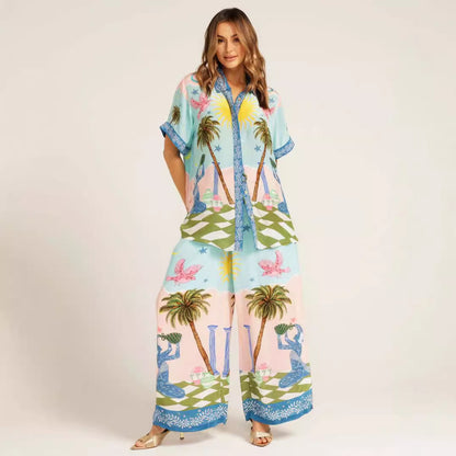 Personalized Printing Short Sleeve Vacation Casual Tether Suit