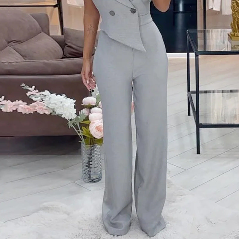 Damen Jumpsuit Sommer Elegant Einfarbig Locker Jumpsuit