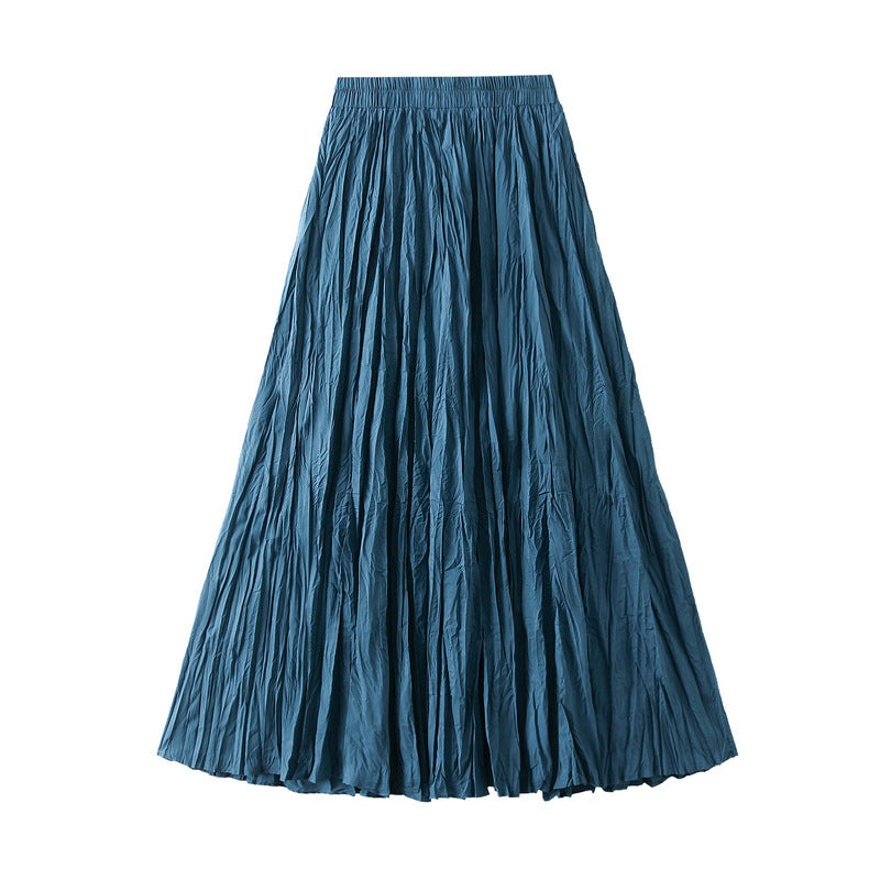 Light Luxury Streamer Pleated Skirt Women Spring Autumn Swing Slimming Pleated A Line Skirt