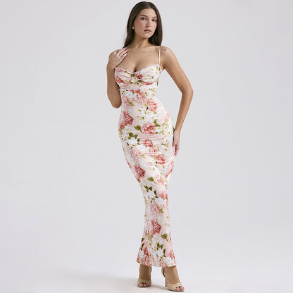 Vestido de primavera con abertura, vestido camisero de encaje estampado elegante a la moda, vestido de mujer