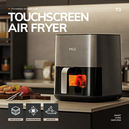 MIUI 5L Air Fryer, Electric Hot Airfryer Oven Oilless Cooker with Touch Control & Nonstick Basket & Visible Window, Family Size