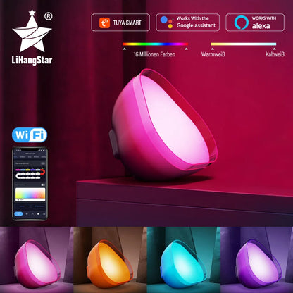 Lámpara de escritorio inteligente con Wifi, lámpara de mesita de noche con ritmo musical RGB, Compatible con Alexa, Google Home, para dormitorio, fiesta, sala de juegos