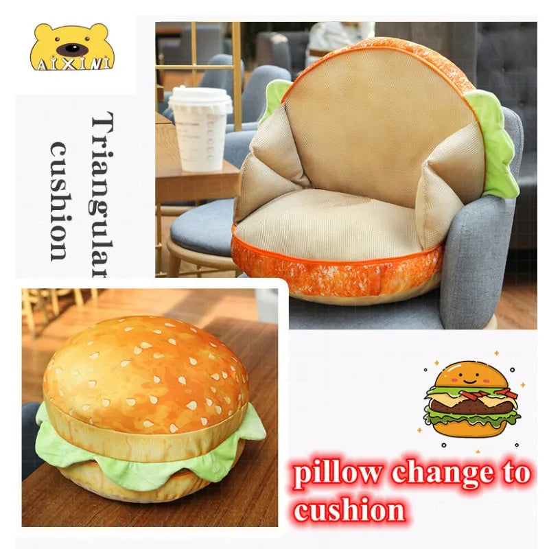 Cojín para sofá tostado, decoración del hogar, almohada de hamburguesa suave rellena, asiento de coche, respaldo relleno suave, bocadillo divertido, regalo de pan, lindo peluche