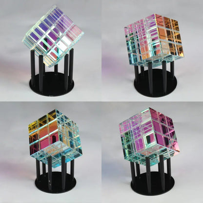 Estatua de cubo mágico K9, escultura de cubo croma Magik de cristal, decoración de escritorio para el hogar, Artesanías hechas a mano, regalo de cumpleaños