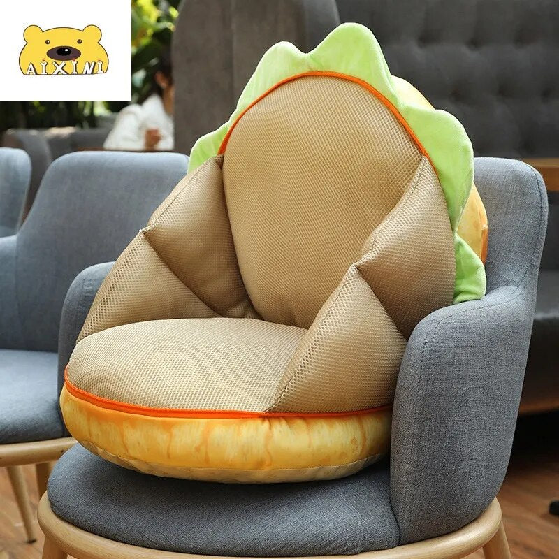 Cojín para sofá tostado, decoración del hogar, almohada de hamburguesa suave rellena, asiento de coche, respaldo relleno suave, bocadillo divertido, regalo de pan, lindo peluche