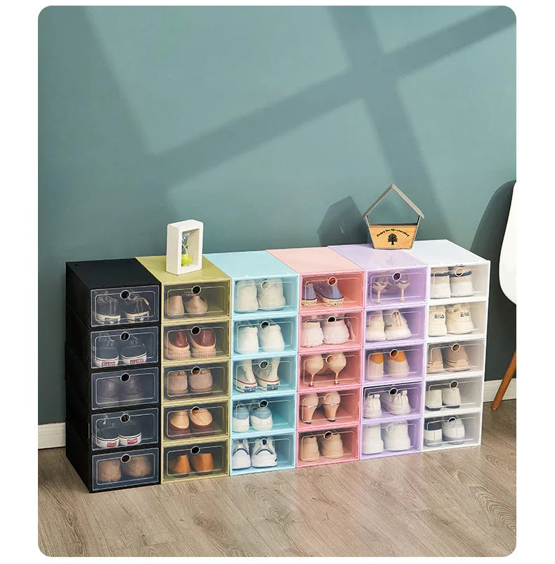 Transparent Lid Shoe Box Sets Shoes Organizers Thickened Foldable Dustproof Storage Boxs Stackable Combined Shoe Cabinet