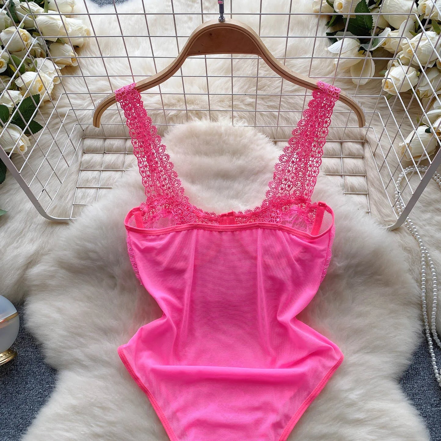 Transparent Mesh Lace Sexy Playsuits Women Strap Strapless Solid Streetwear Y2K Top 2023 Sheer Sensual Slim Bodysuits Wanita