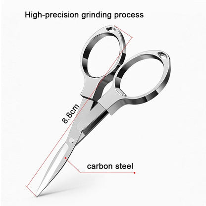 Portable Folding Scissors Carbon Steel Fishing Line Cutting Tools Mini Tackle Supplies Multifunctional Needlework Scissors