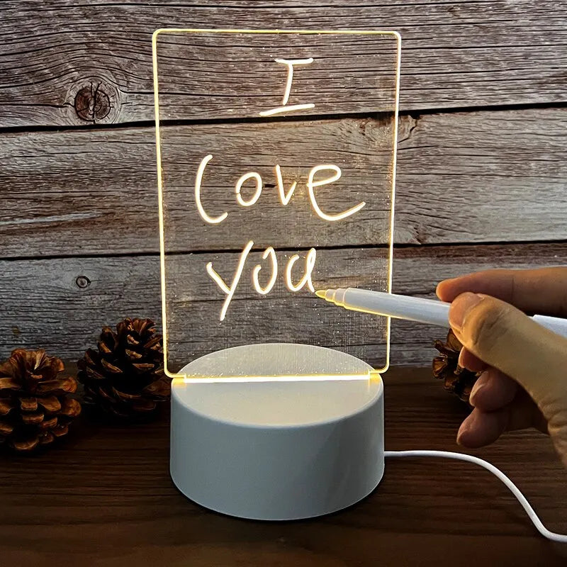 Tablero de notas, luz Led nocturna creativa, tablero de mensajes USB, luz de vacaciones con bolígrafo, regalo para niños, decoración de novia, lámpara de noche