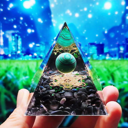 Natural stone amethyst crystalEnergy Generator Orgone Pyramid for E-Energy Protection Healing meditation orgonite crystal chakra