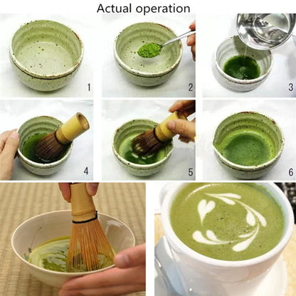 Útil juego de té japonés Matcha té verde cepillo de bambú Matcha herramientas de té batidor de polvo de té Matcha de bambú