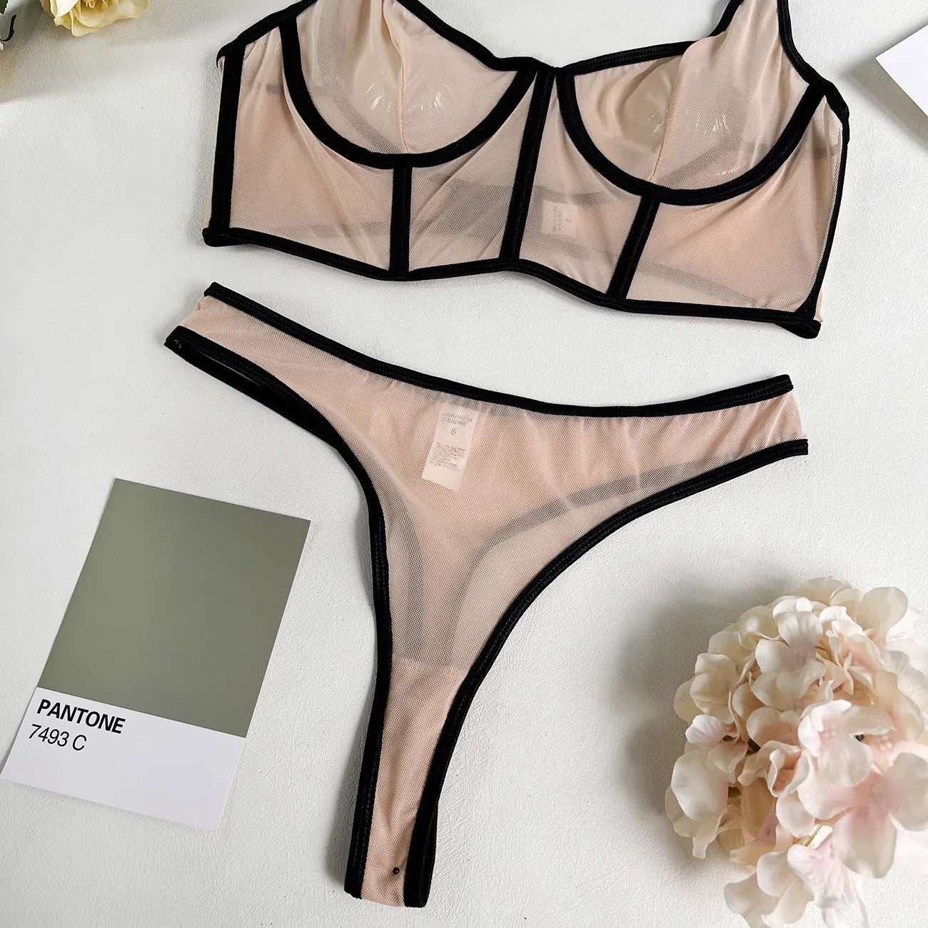 Sexy Dessous Damen Neongrün Damenunterwäsche Intim BH und Höschen Set Frau 2 Stück Spitze Durchsichtig Outfit