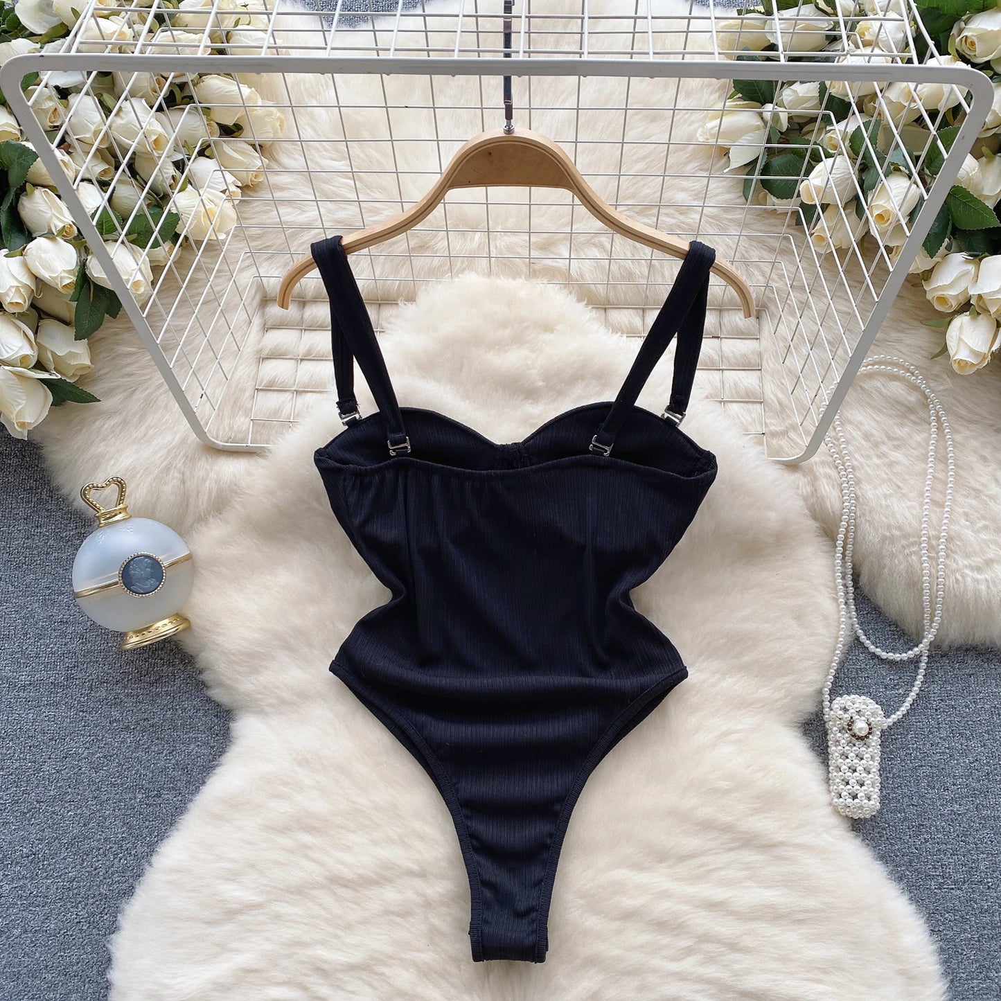 Fashion Sexy Slim Bodysuits Women Strap Backless Solid Shapewear Playsuits 2023 Sensual Streetwear Open Crotch Romper Wanita