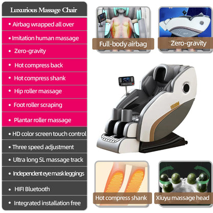 Newest Full Body 4D Electric Luxury Massage Chair Deluxe Zero-gravty Jade Massage Chair Sofa Home Office Furniture Recliner