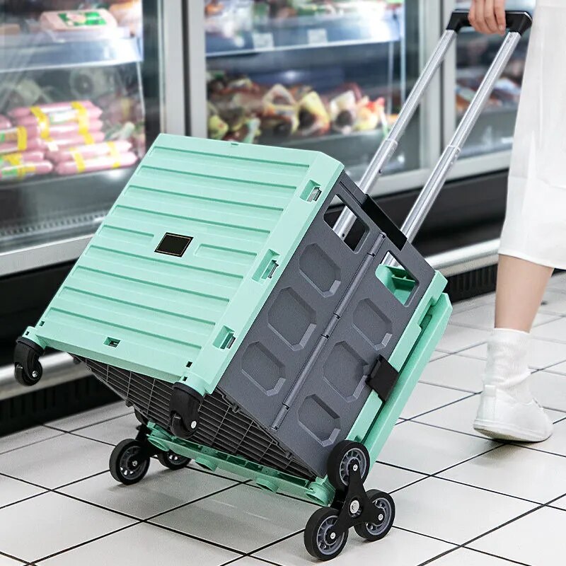 Tragbarer Lebensmittel-Einkaufswagen für den Heimgebrauch, Treppensteigen-Express-Wagen, faltbarer Einkaufs-Zugstangen-Fahrer, Zugwagen, Trolley, Picknick