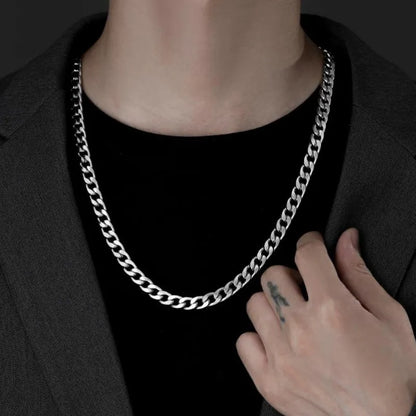 Stainless Steel Chain Necklace Long Hip Hop for Women Men on The Neck  Fashion Jewelry Gift Accessories Silver Color Choker