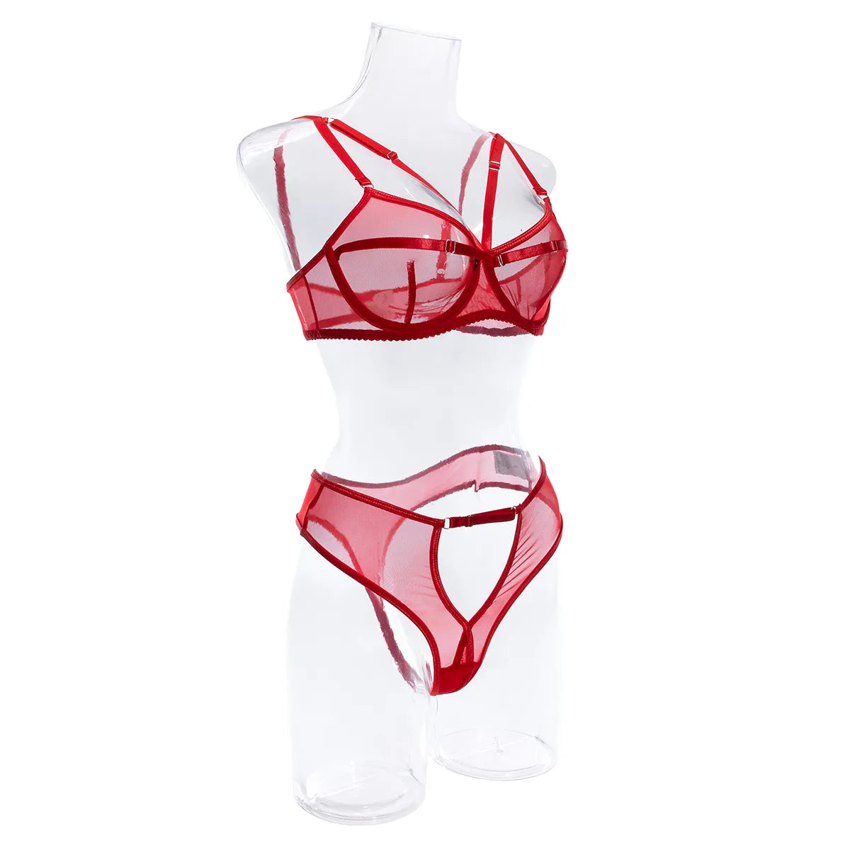 Conjunto de lencería de 2 piezas para mujer, conjunto de Bilizna de encaje transparente, conjunto de sujetador y bragas íntimos sexys de malla sin costuras, ropa interior transparente