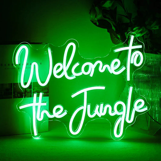 Neon Sign LED Light Welcome to the Jungle Neon Light Signs Bedroom Office Wall Decor Party Bar Shop Club Decorations Neon Art