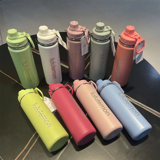 New Lulu Insulated Water Cup Stainless Steel Pure Titanium Vacuum Portable Leak Proof Outdoor Cup Sports Yoga Water Bottle Gift