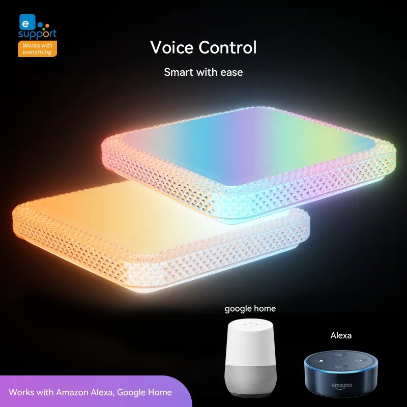 Luz de techo WiFi sincronización de música, Control de voz Alexa Google Home, Compatible con aplicación, luz regulable Multicolor RGBCW