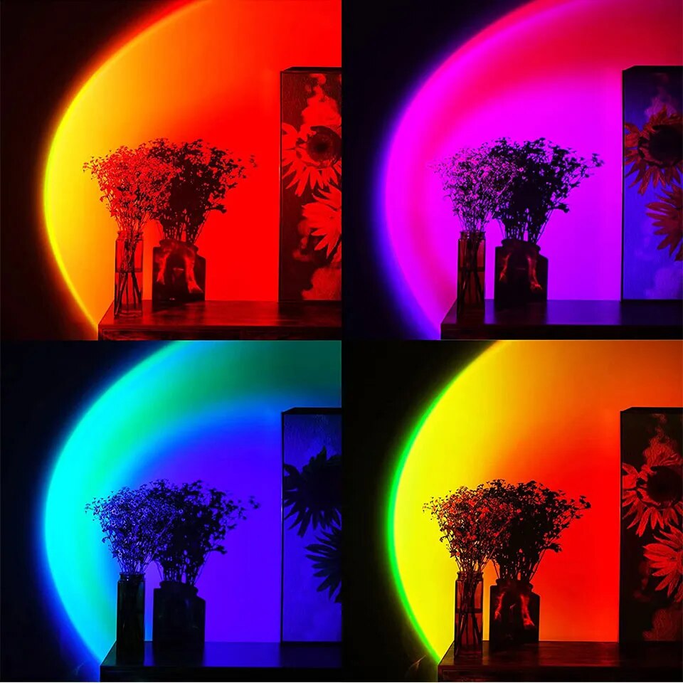 Tuya USB Sunset Lamp LED Rainbow RGB Night Light Projector Photography Wall Atmosphere Lighting for Bedroom Home Room Decor Gift