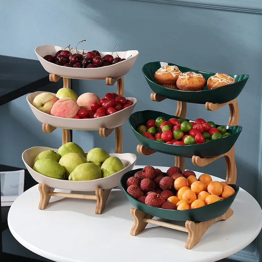 Platos de mesa, vajilla, cocina, frutero con pisos, bandejas divididas para pastel de dulces, vajilla de madera