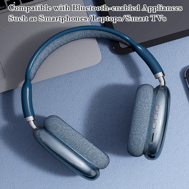 P9 auriculares inalámbricos Bluetooth con micrófono, auriculares con cancelación de ruido, auriculares con sonido estéreo, auriculares deportivos para juegos, compatible con TF