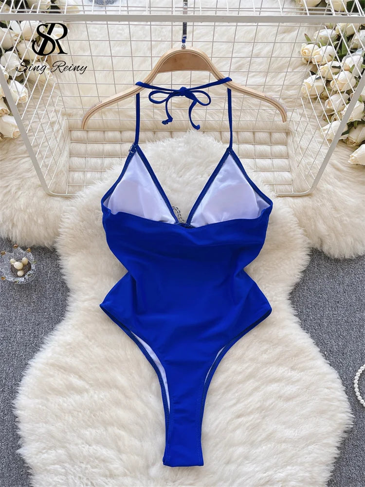 Sequins Shiny Slim Sexy Bodysuits Women Strap V Neck Backless Swimsuits 2023 Fashion Tassel  Sensual Playsuits Wanita