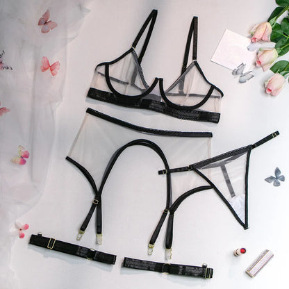 Lencería femenina de neón, conjuntos de sujetador y bragas transparentes sexis, Kit de ropa interior de encaje, Sensual transparente, íntimo sin costuras