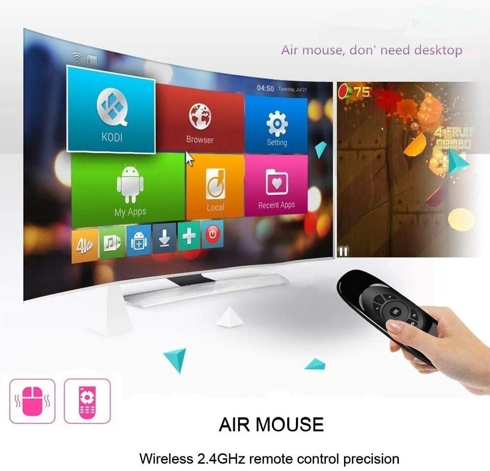 Mini Air Mouse W1 C120 Fly Air Mouse Wireless Keyboard airmouse For 9.0 8.1 Android TV Box/PC/TV Smart TV Portable Mini 2.4G