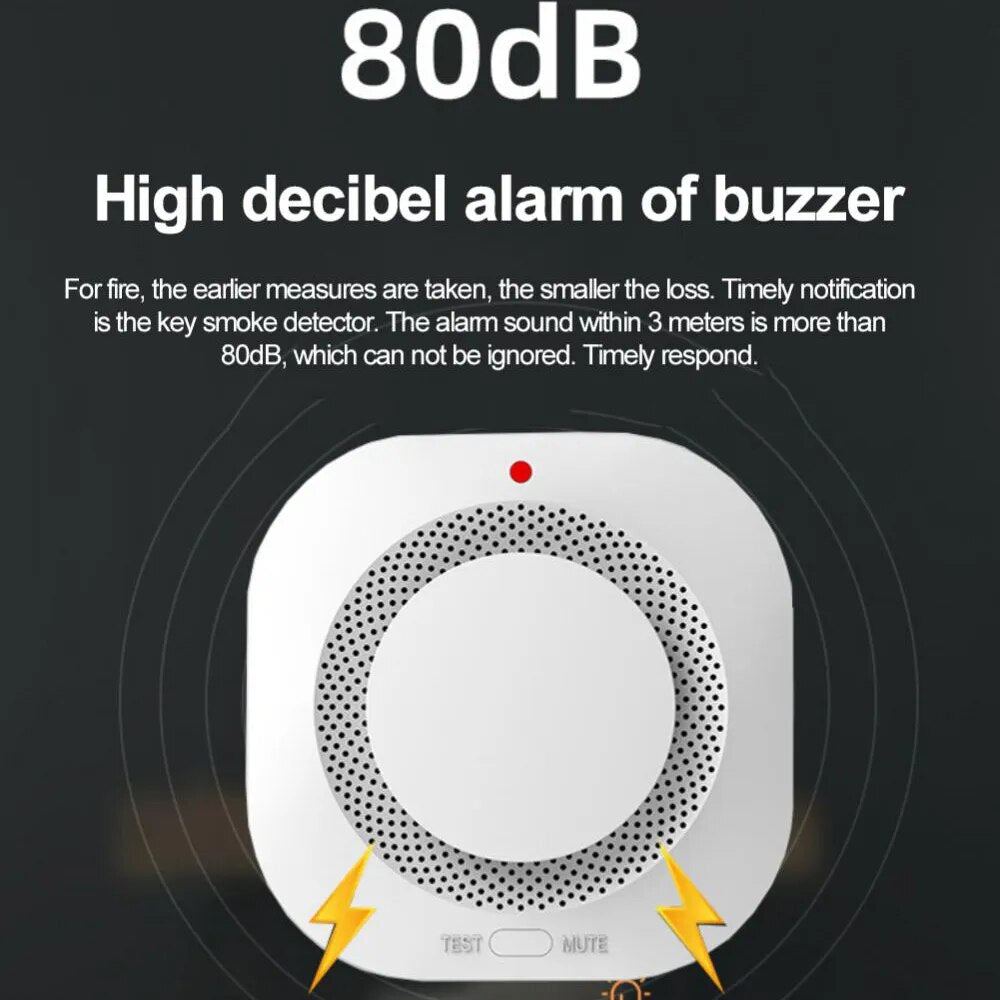 Tuya Smart Zigbee/Wifi Detector de humo protección contra incendios inteligente ALARMA DE SEGURIDAD PARA EL HOGAR alarma de luz de sonido Control por aplicación