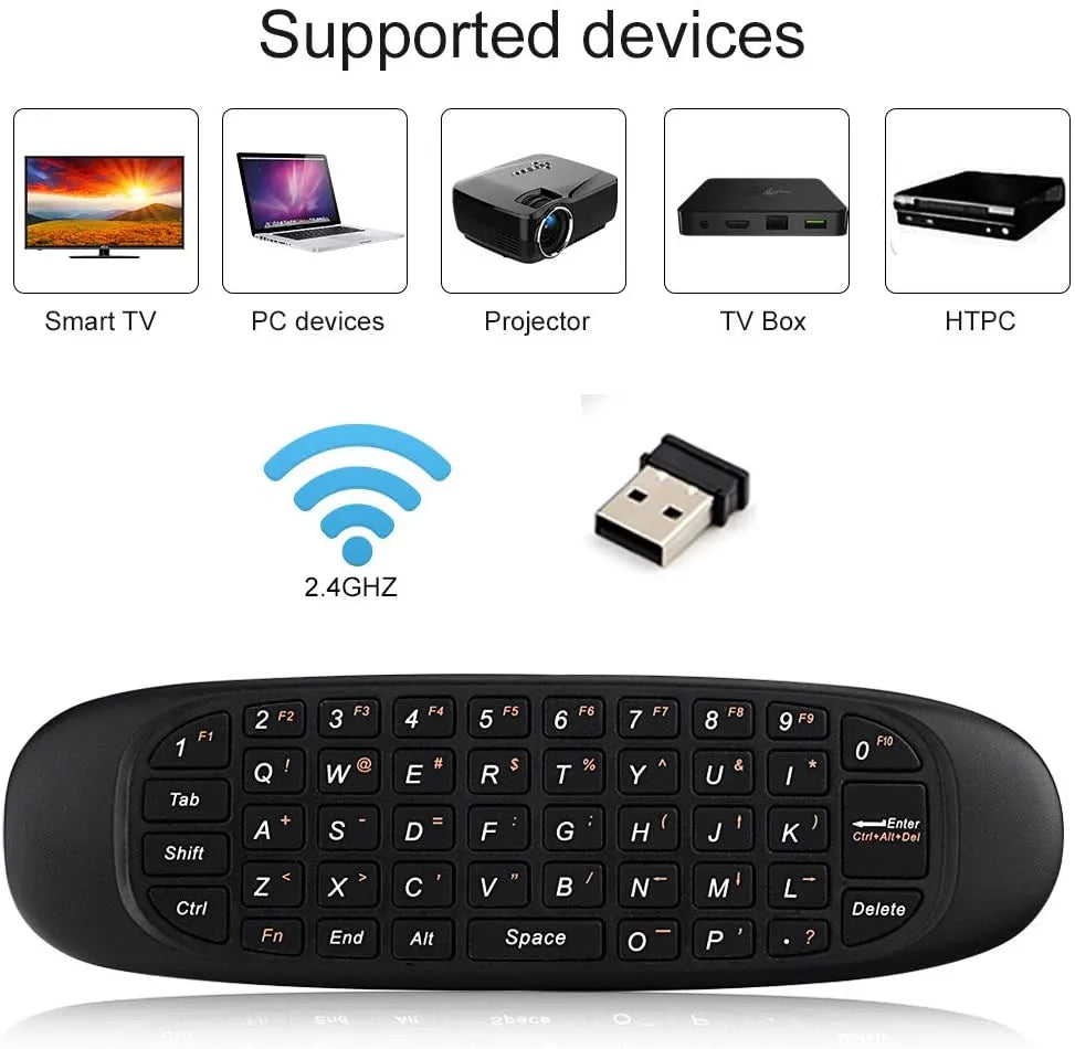 Mini Air Mouse W1 C120 Fly Air Mouse teclado inalámbrico airmouse para 9,0 8,1 Android TV Box/PC/TV Smart TV portátil Mini 2,4G