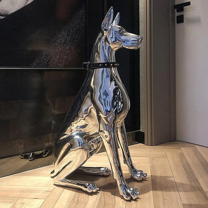 Wohnkultur Skulptur Dobermann Hund Kleine Kunst Tierstatuen Figur Raumdekoration Harz Statue Ornament Geschenk Weihnachtsgeschenk