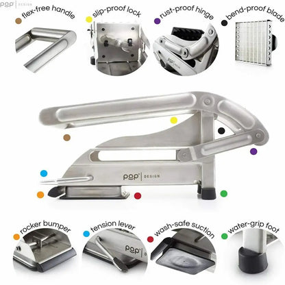 Edelstahl-Kartoffelschneider, Kartoffelschneider, Pommes-Frites-Schneider, multifunktionale manuelle Gemüseschneider-Maschine, Küchenhelfer