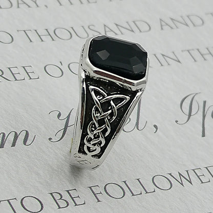 Men's Retro Mayan civilization totem black gem punk party personality fashion senior ring