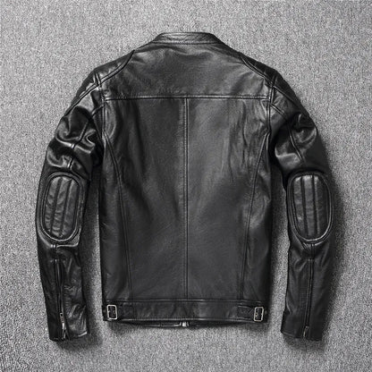 Vintage Gelb Braun Echtes Rindsleder Echtleder Jacke Herren Motorrad Mantel Herren Biker Kleidung Frühling Herbst Asiatische Größe 6XL